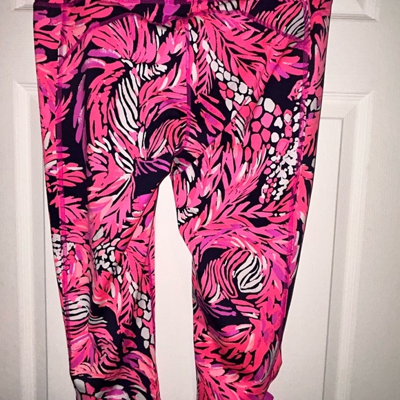 Lilly Pulitzer A Jungle In Here Pink Navy Leggings Size XL - Picture 2 of 4